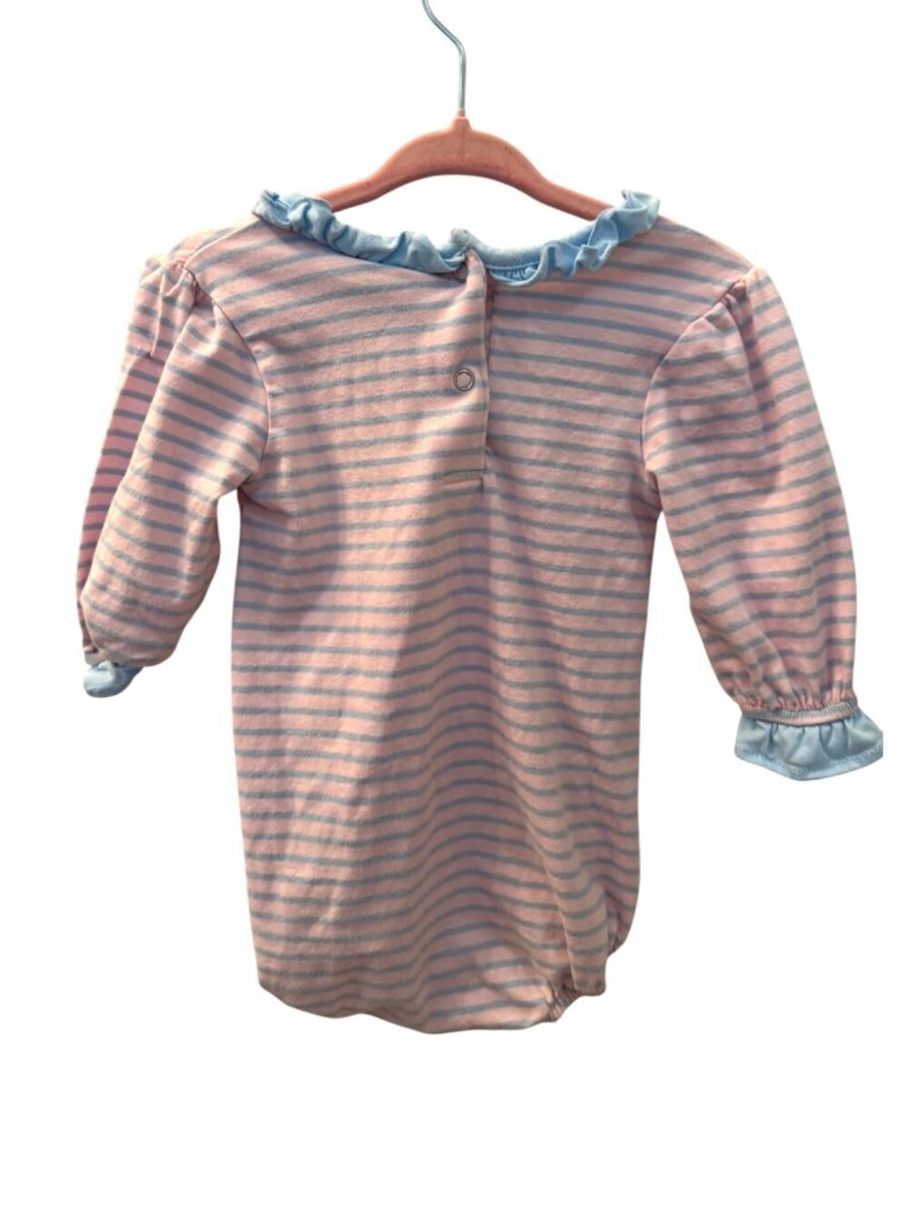 JellyBean Bubble Romper Girls Size 6M Blue & Pink Striped Bow Detail Outfit - Picture 7 of 7